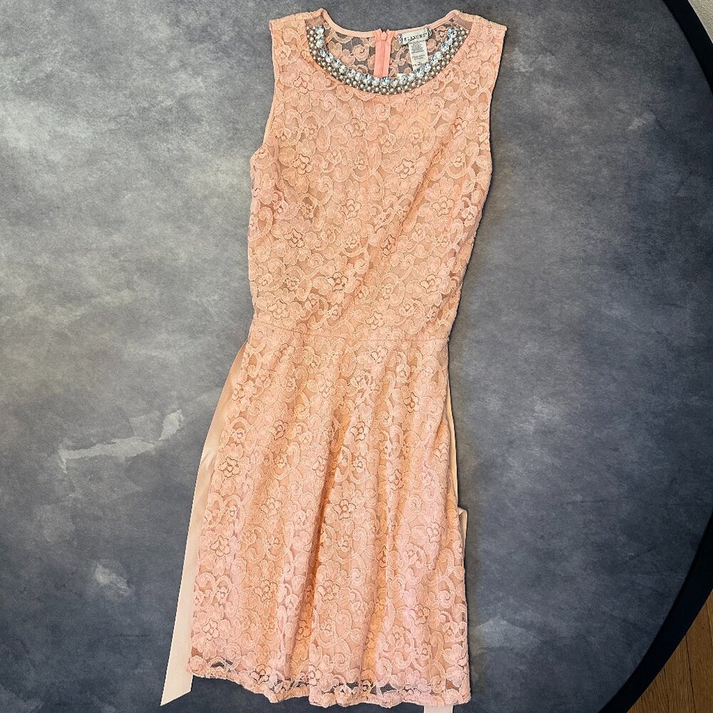 NWT Size IXL Gorgeous Pinky Peach Dress from Klaxons with Rhinestone Detail Neck